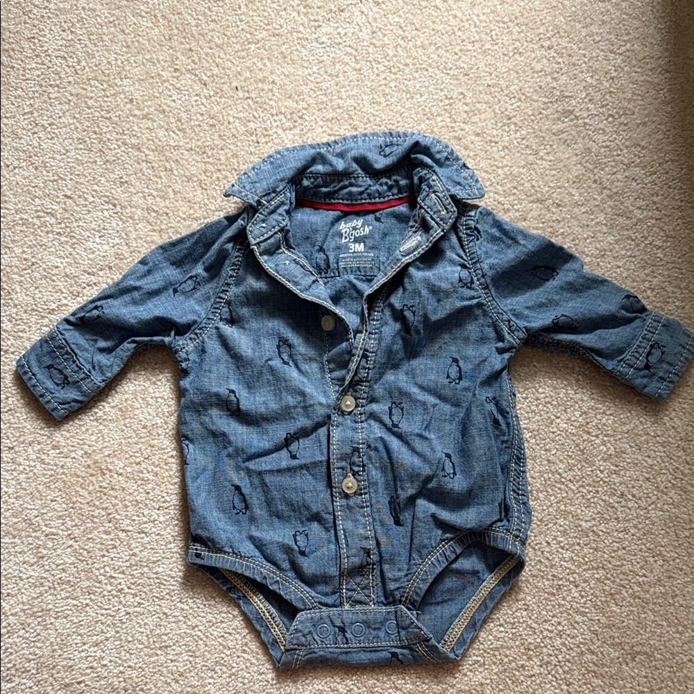 Baby B’gosh  Blue Jean Baby One Piece with Penguin pattern